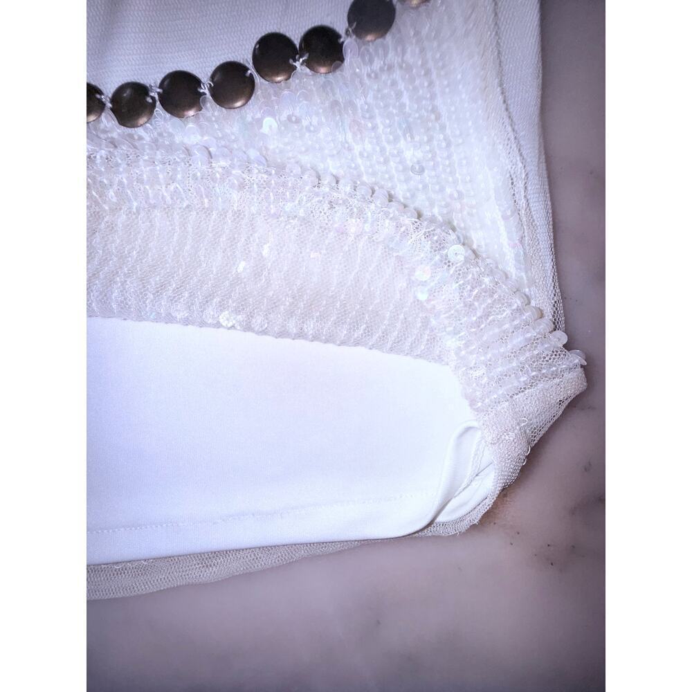 Vintage Pisarro Nights White Beaded Sequin Dress Size 14 - Picture 9 of 13